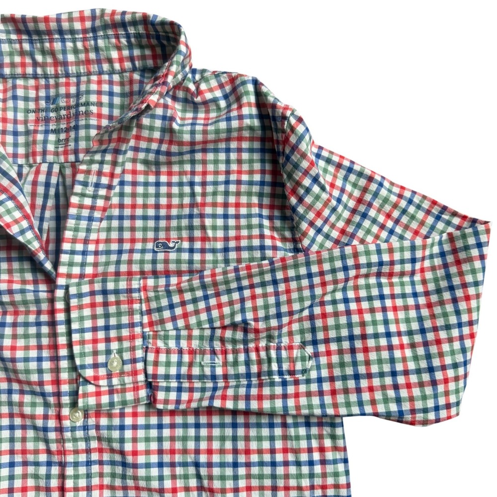 Vineyard Vines Boys M 12-14 OTG Performance Gingham Shirt Holiday Preppy School